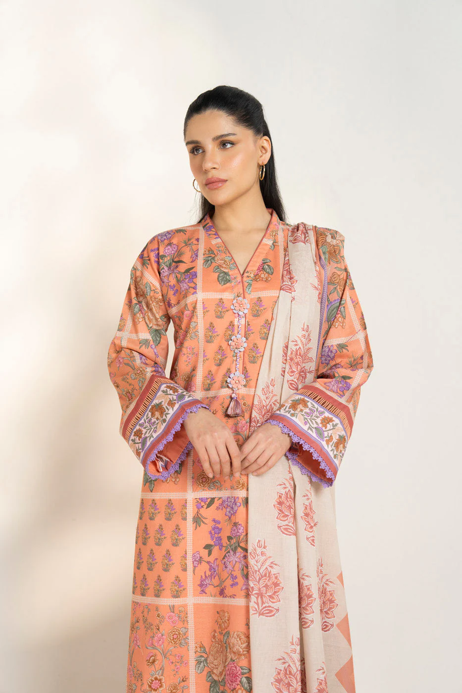Alkaram EF142-26A-2-Peach Spring Summer Printed Lawn Collection 2026 - Image 2