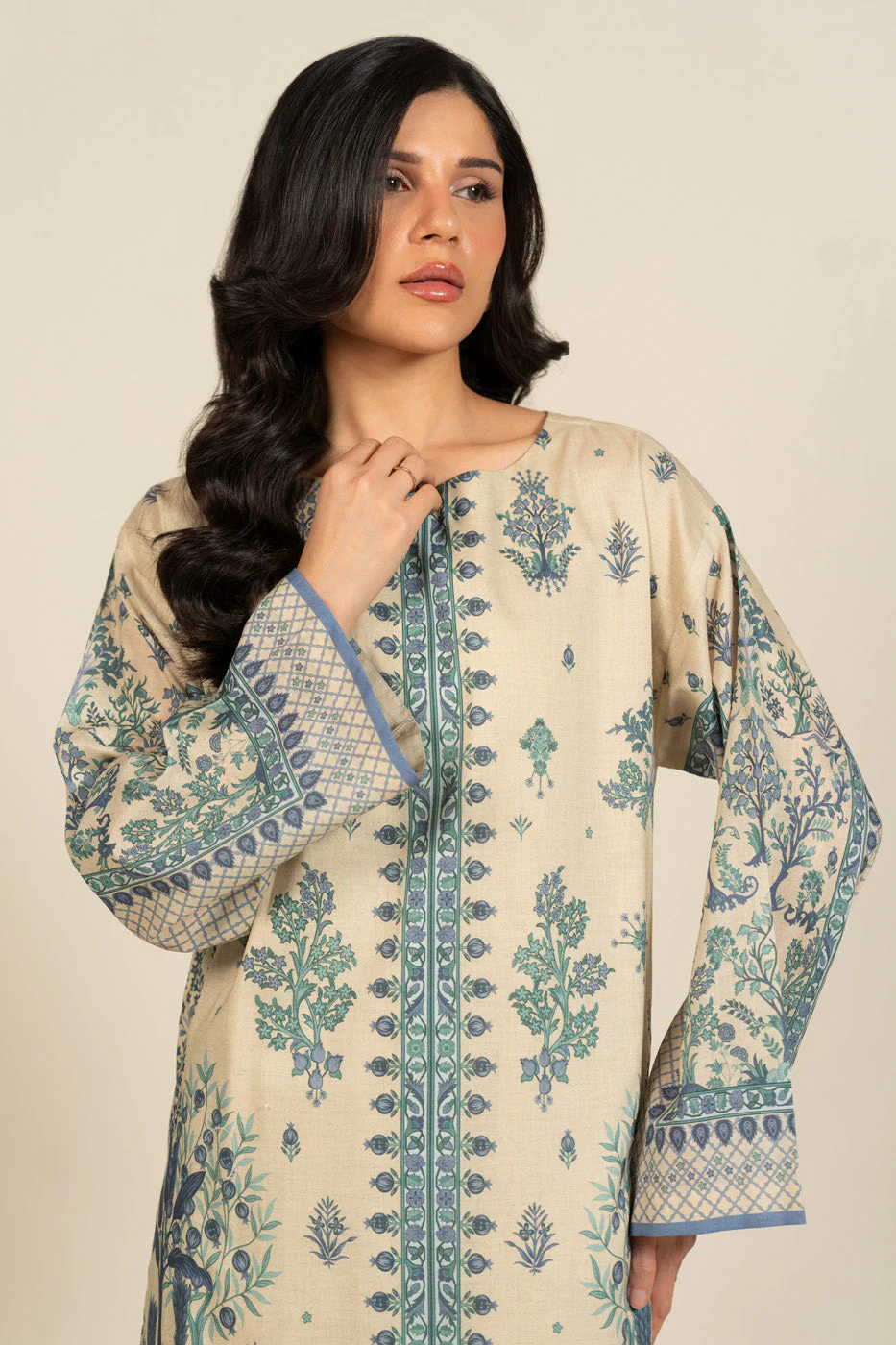 Alkaram EF148-26-2-Beige Spring Summer Printed Lawn Collection 2026 - Image 2