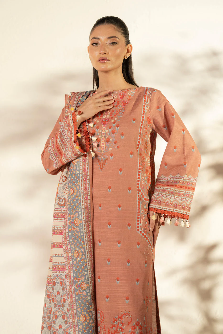 Alkaram FW-161.1-25-1-Peach Winter Collection 2025 - Image 2