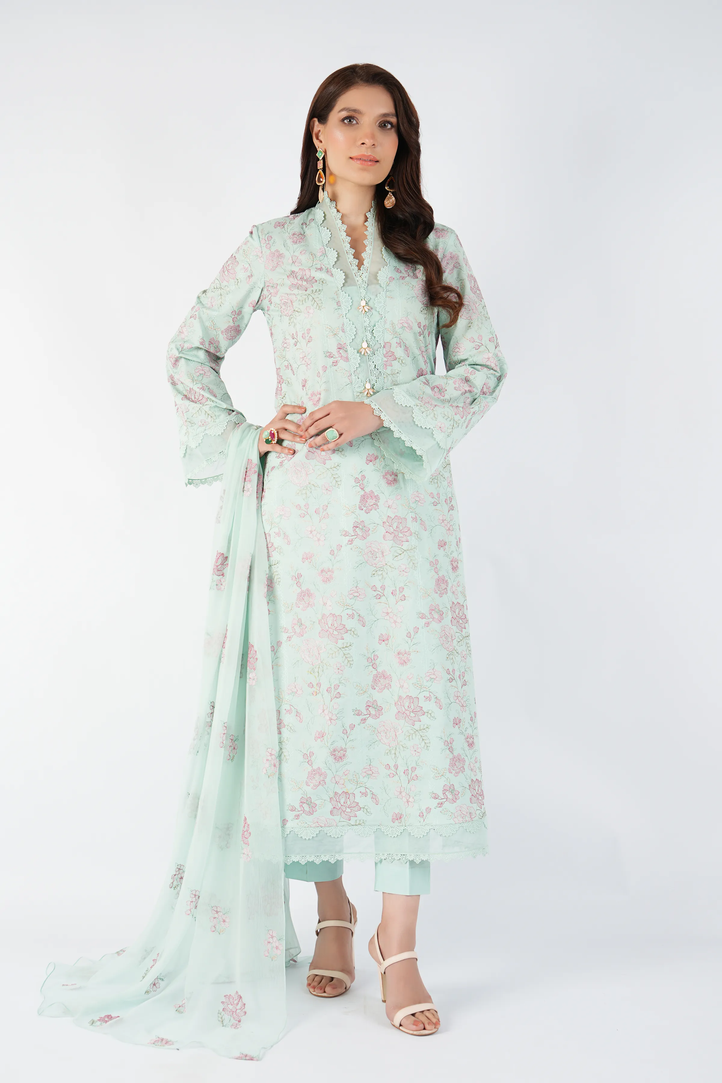 Bareeze Water Lilly-01-L.Green Winter Casual Collection 2025