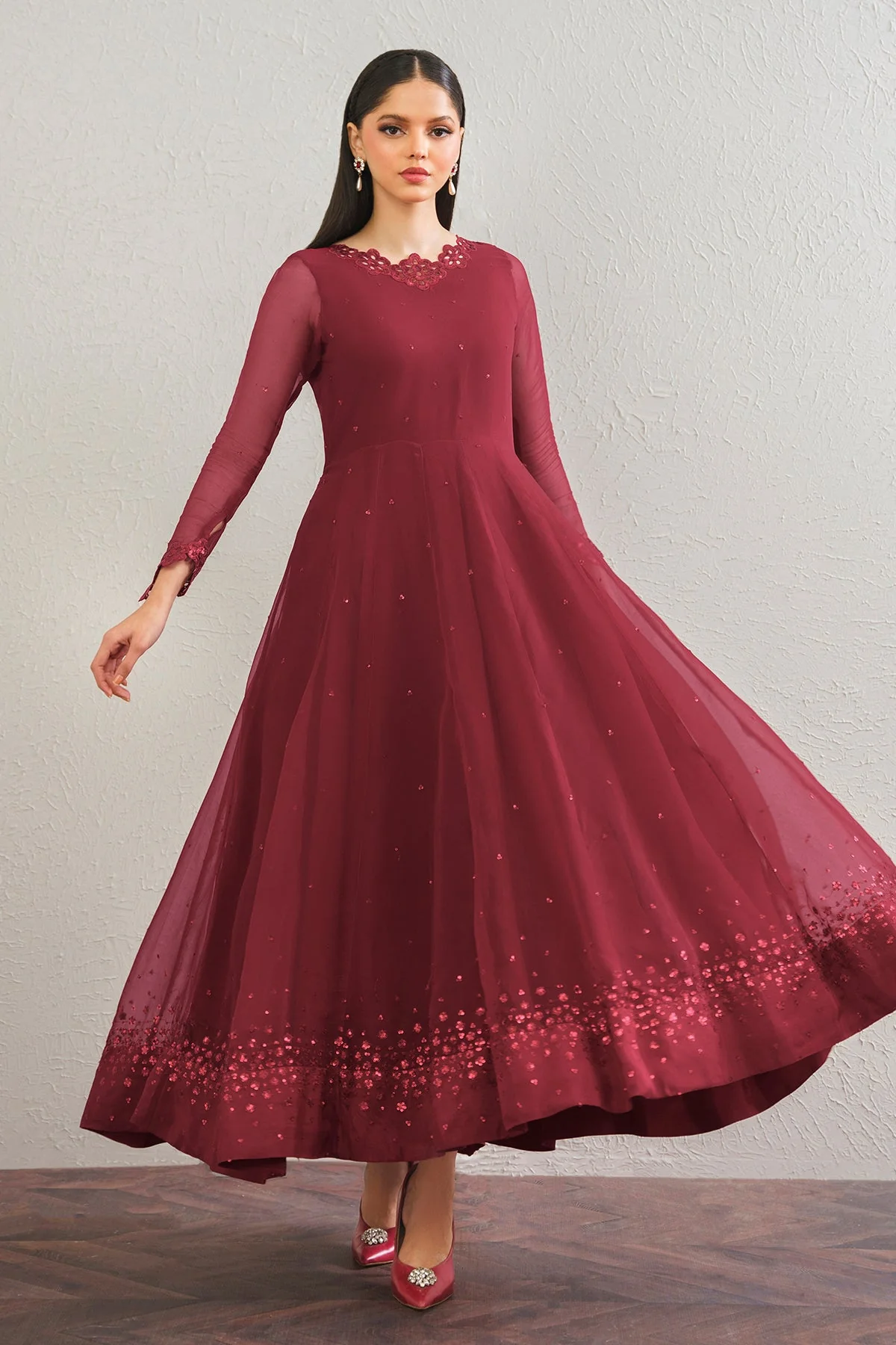 Baroque Embroidered Chiffon Frock PR-901 Formal Pret 2024 - Image 2