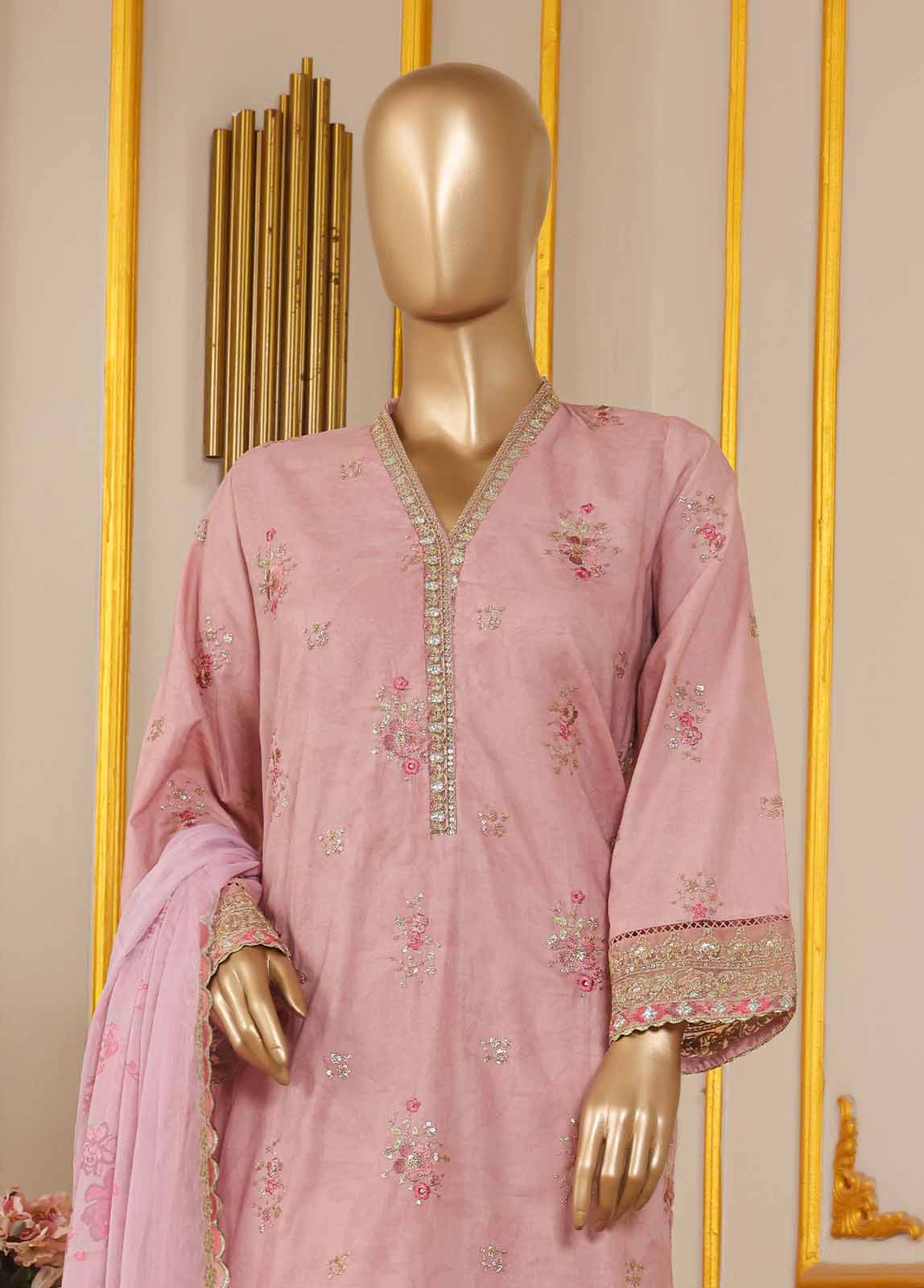 Bin Saeed SM-032-DEMB-R-52 Digital Printed Embroidered Suits 2025