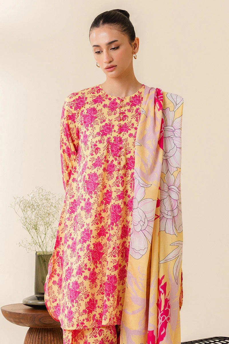 Cross Stitch Misted Yellow Daily Khaddar Linen Collection 2025