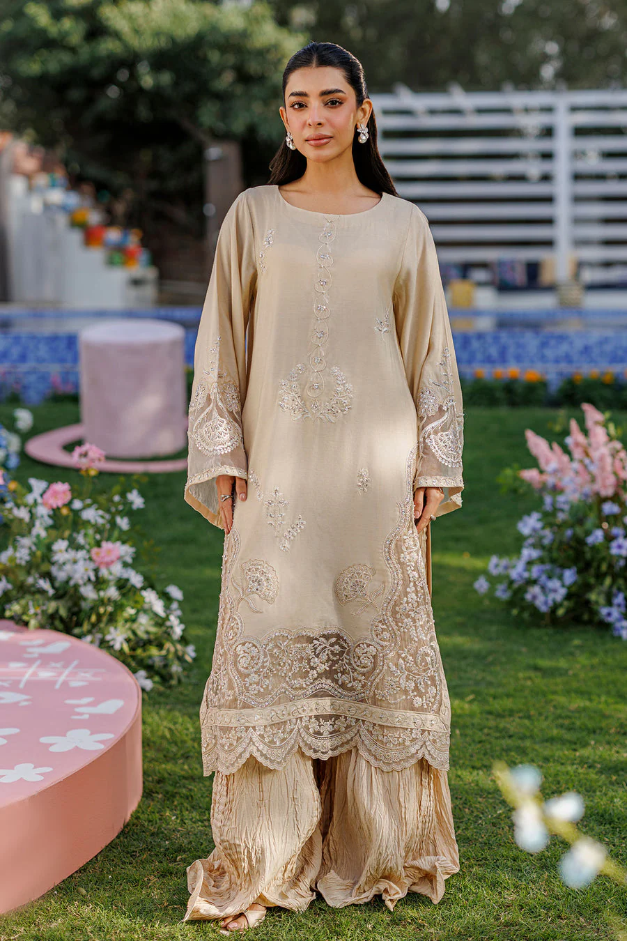 Dhanak SS26DA-2901 BEIGE 2PCS  EMBROIDERED KURTA WITH TROUSER Mommy & Me Vol 2 2026