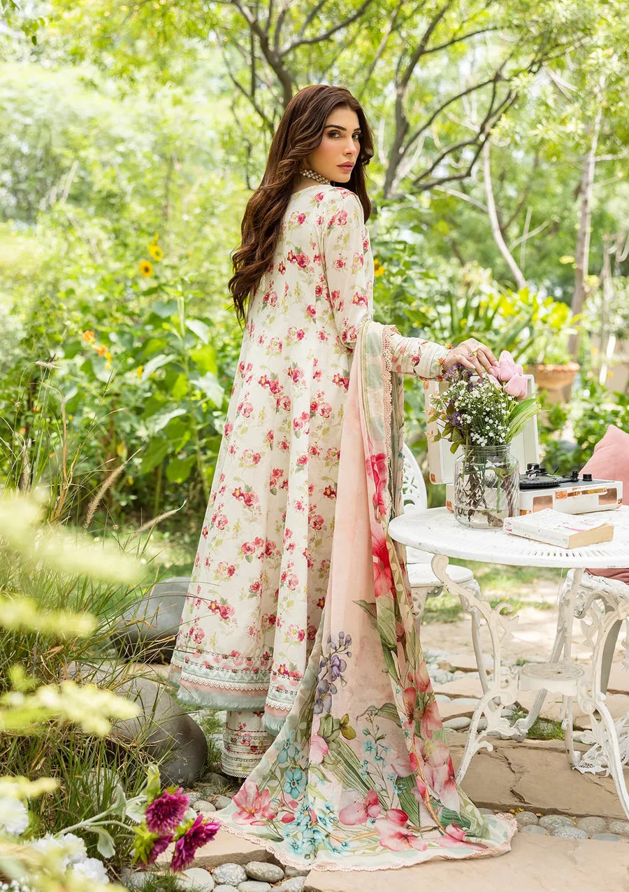 Elaf Premium ECD-2A Ivory Peony Elaf Prints With Chiffon Dupatta 2025 - Image 2