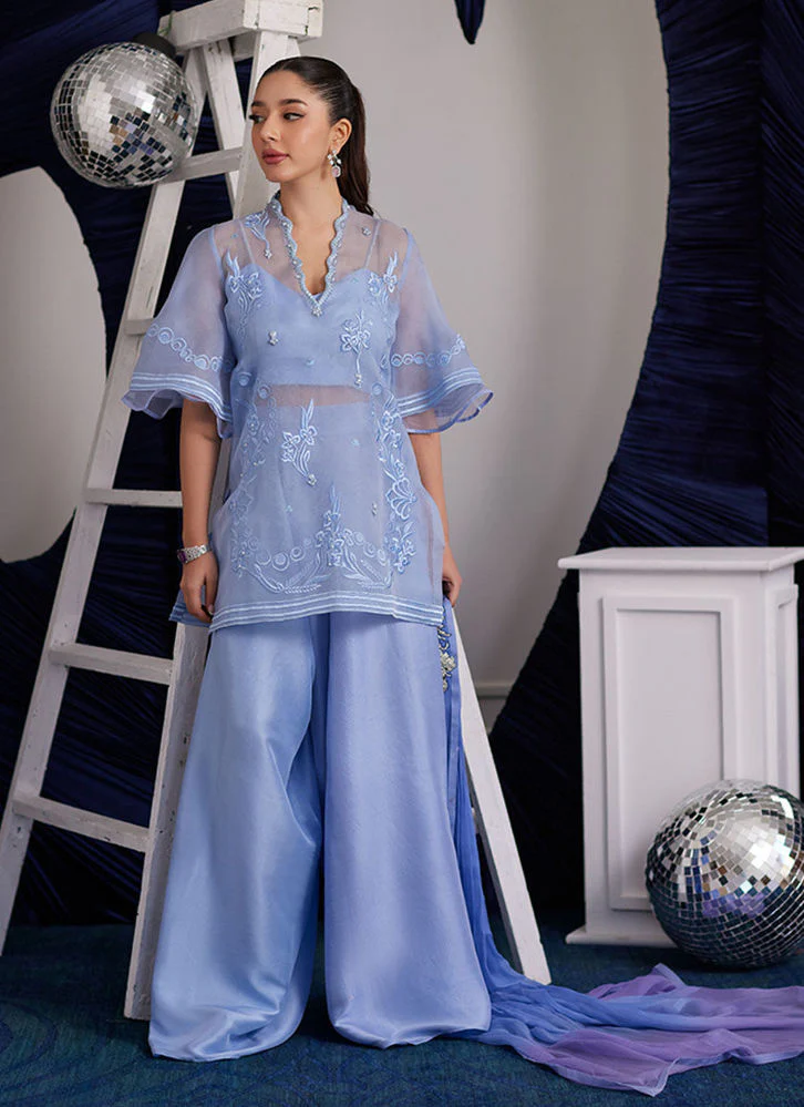 Farah Talib Aziz Cassie Periwinkle Shirt And Dupatta Luna Eid Edition 2025