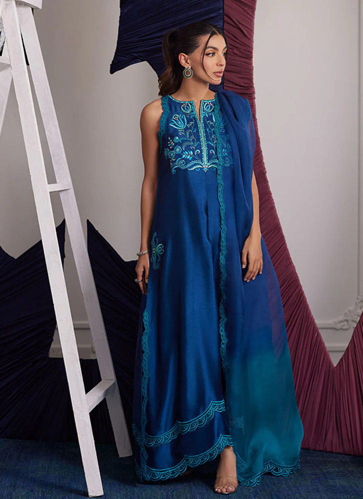 Farah Talib Aziz Skylar Teal Shirt And Dupatta Luna Eid Edition 2025