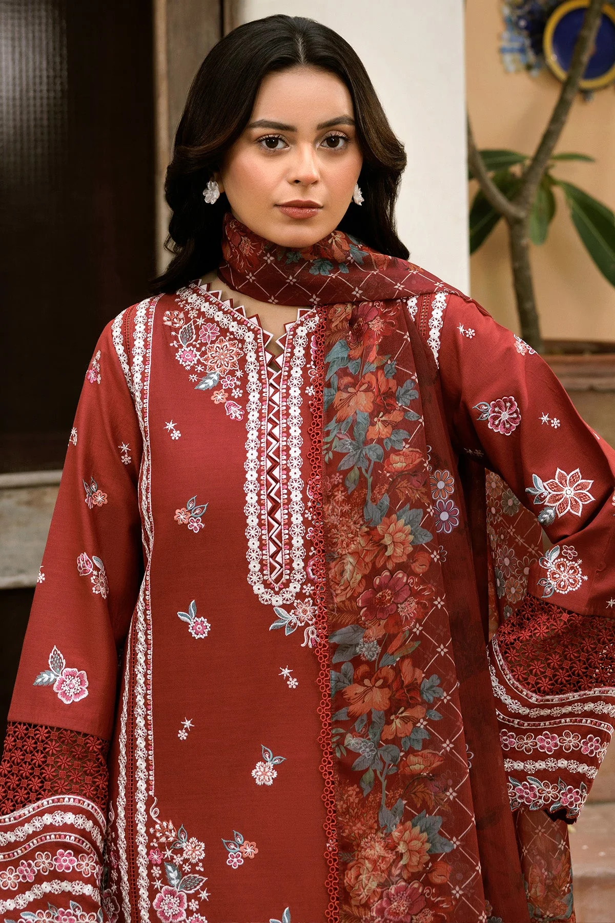 Farasha Russet Flames Summer Weaves Embroidered lawn 2025 - Image 2