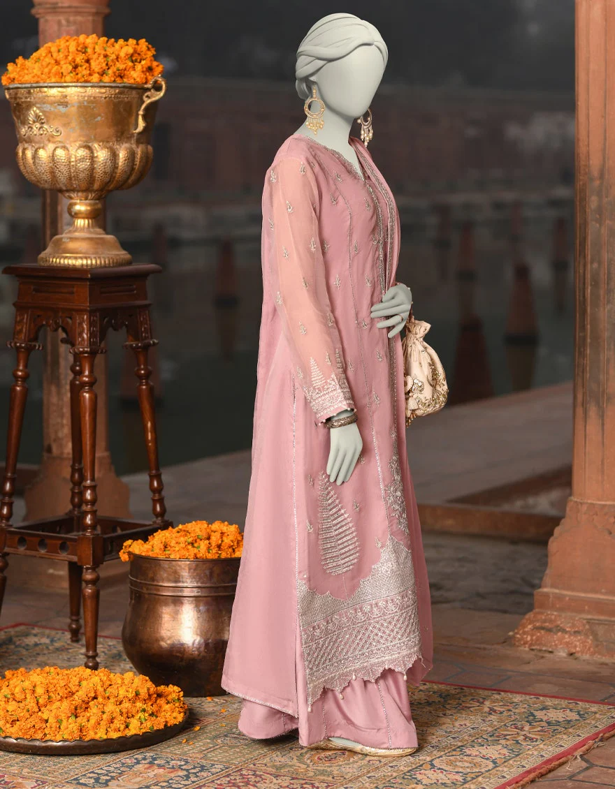 Junaid Jamshaid 3PC-JJLS-S-JFU-25-705 Lilac Organza Embroidered Shades Of Summer 2025 - Image 2