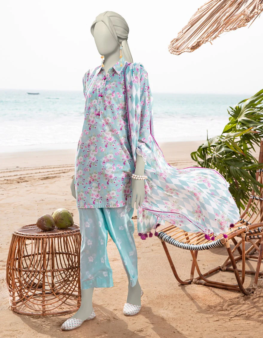 Junaid Jamshaid 3PC-JLAWN-S-25-3050 Blue Lawn Printed Shades Of Summer 2025