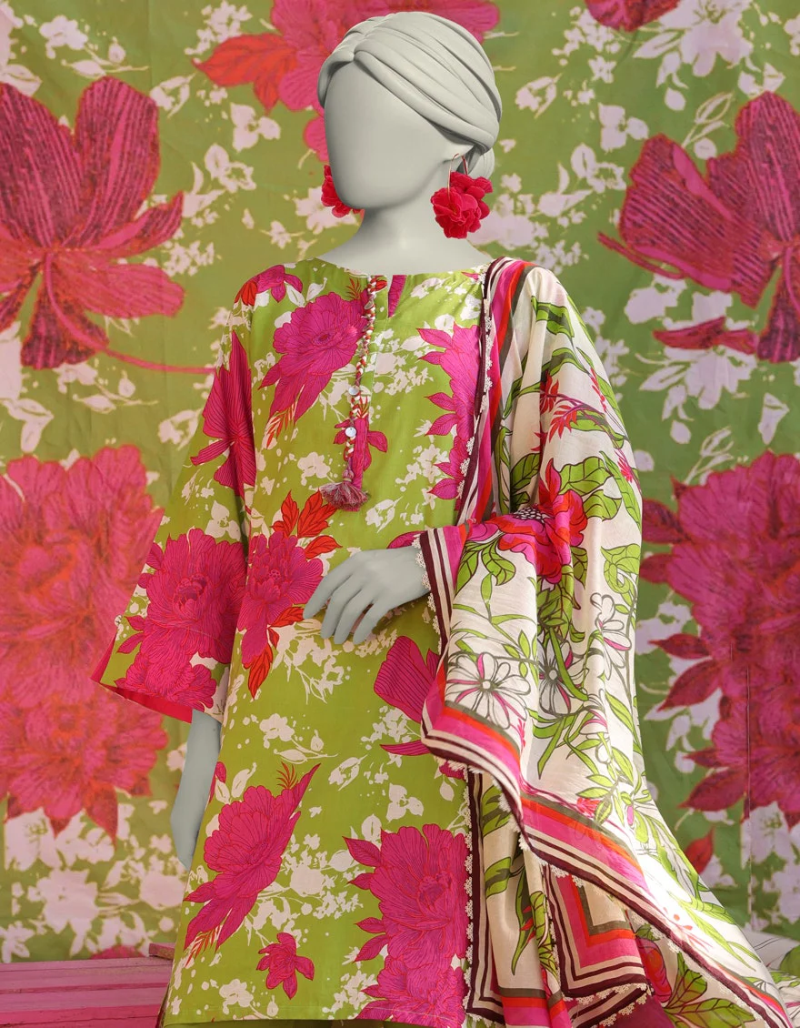 Juniad Jamshaid Green Lawn Printed 3PC-JLAWN-S-25-010-S Summer Pret 2025 - Image 2