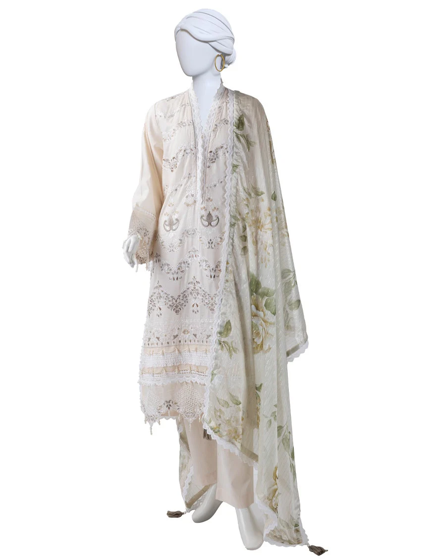 Juniad Jamshaid Off White Lawn Embroidered 3PC-JLAWN-S-25-822-S Summer Pret 2025
