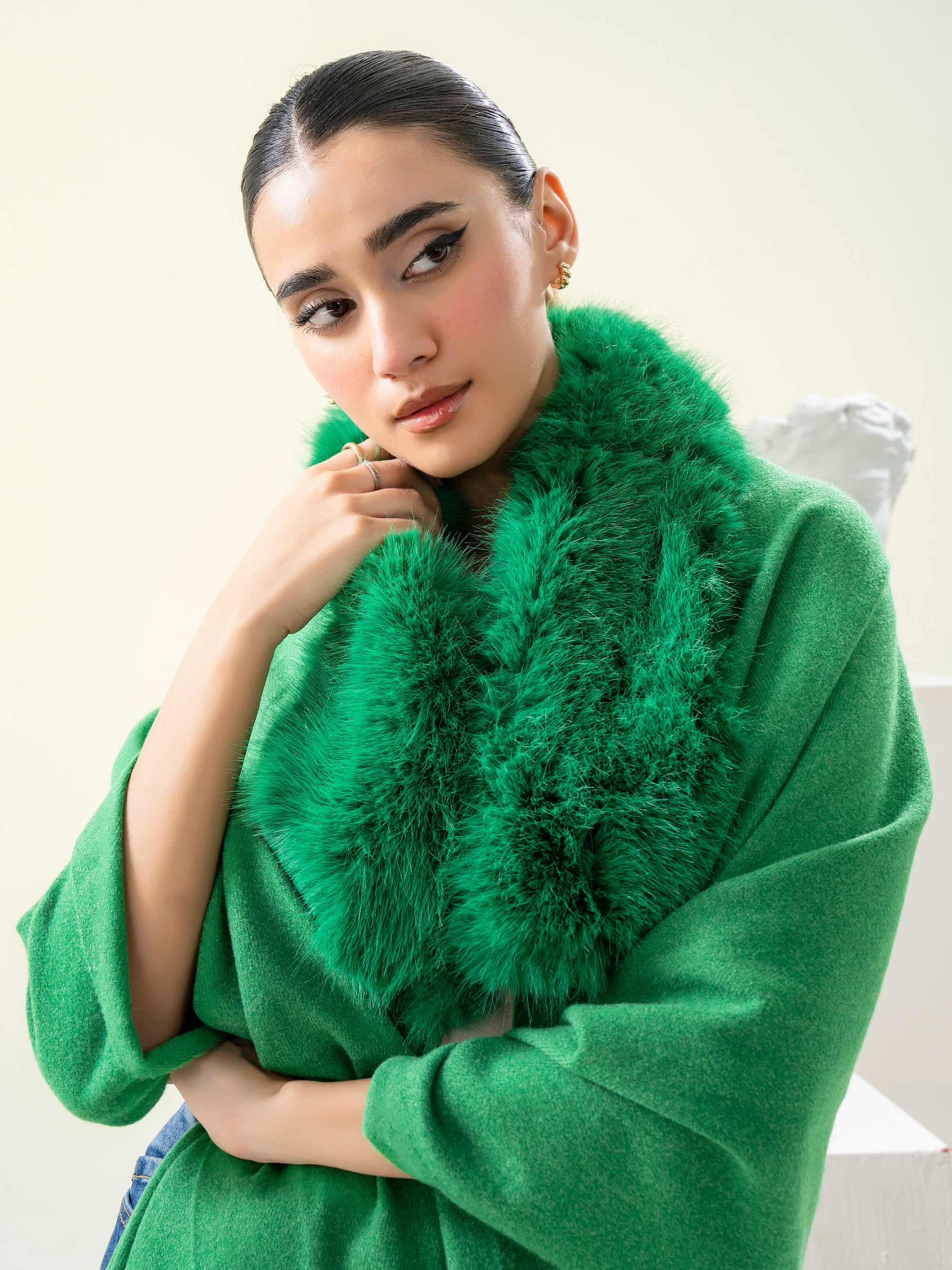 Limelight I8883CS-FRE-GRN_DyedWoolenCapeShawl Cape 2025 - Image 2