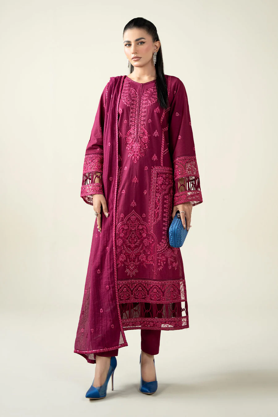 Maria B DWP2523-ESM-MGT Winter Luxury Pret 2025