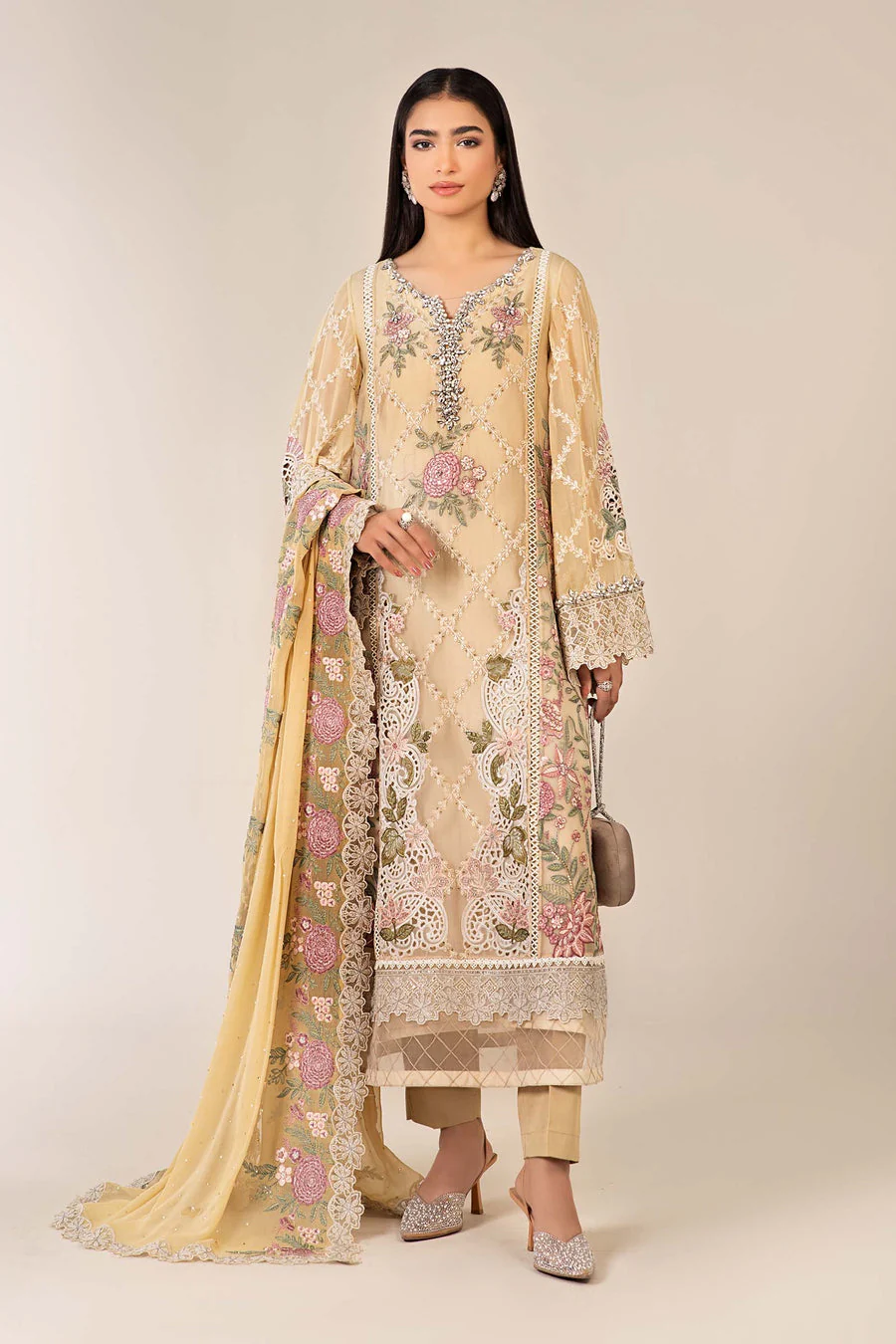 Maria B SFF2541-ESM-YLW Pre Fall Prets 2025
