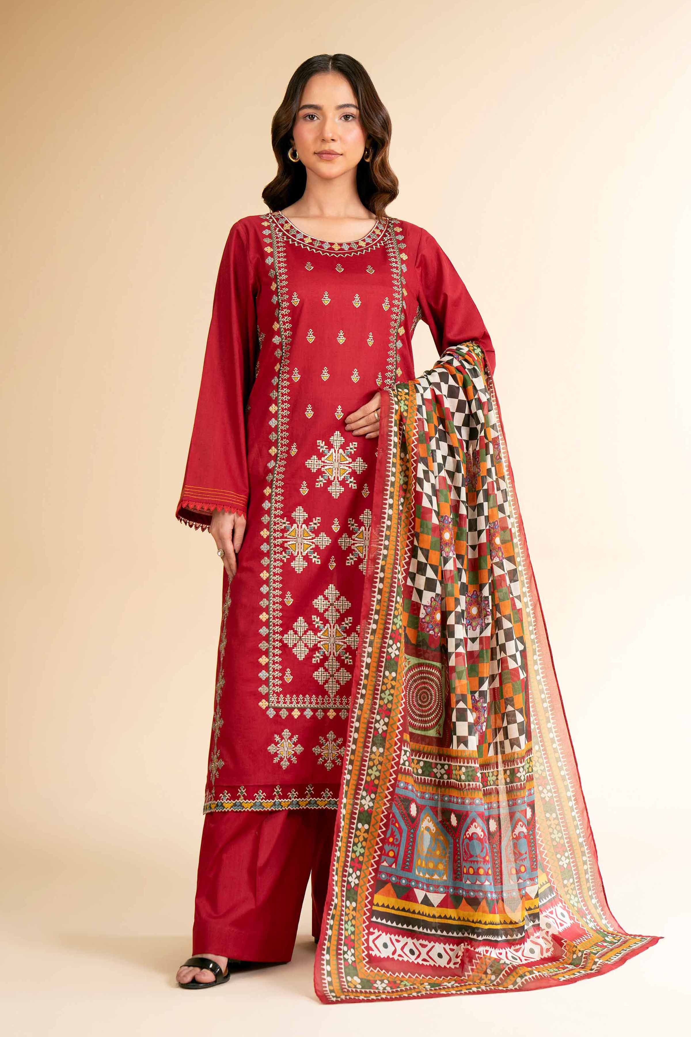 Nishat Linen 3 Piece - Digital Printed Embroidered Suit - 42501580 Embroidered Eid Lawn Collection 2025