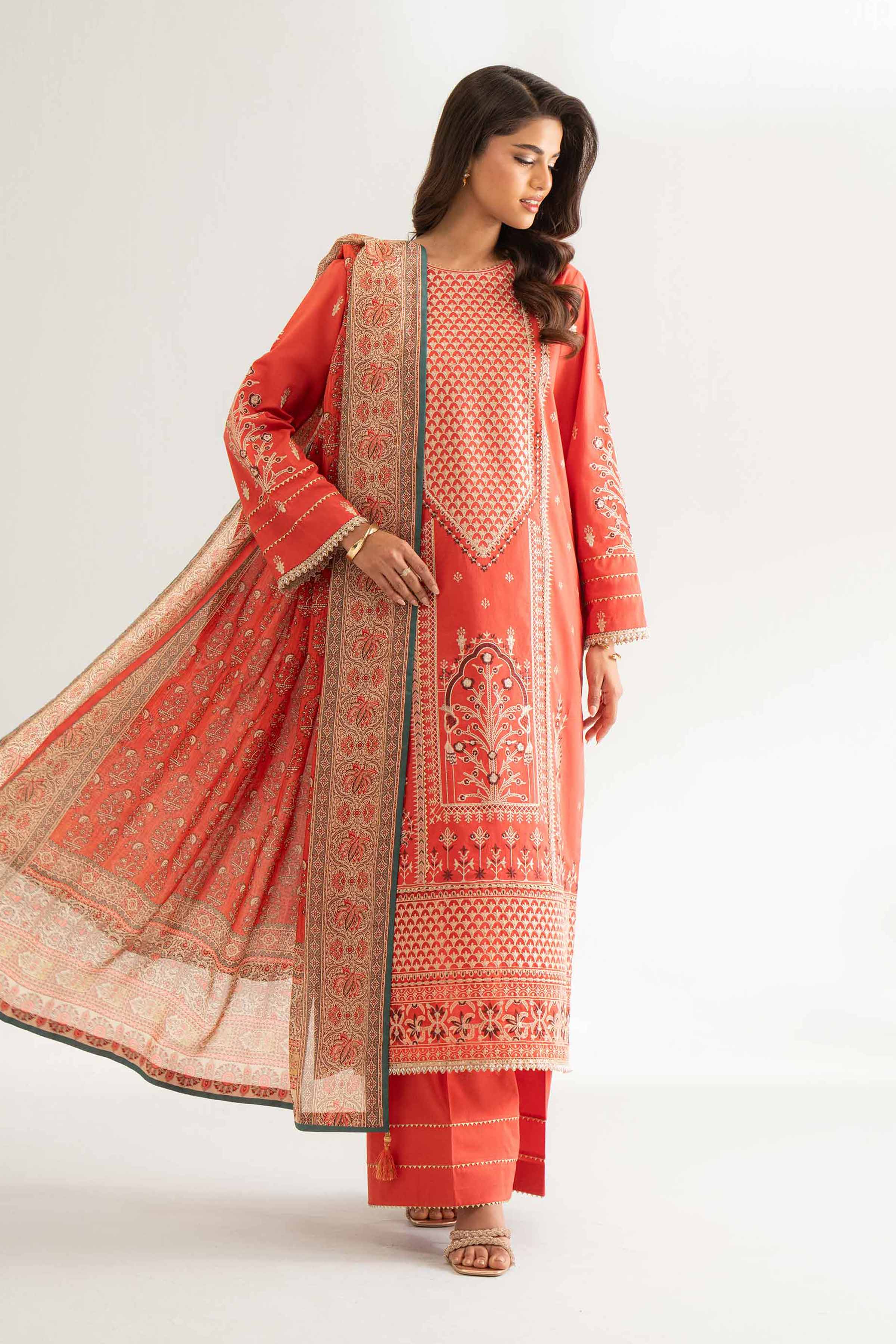 Nishat Linen 3 Piece - Digital Printed Embroidered Suit - 42501715 Embroidered Eid Lawn Collection 2025