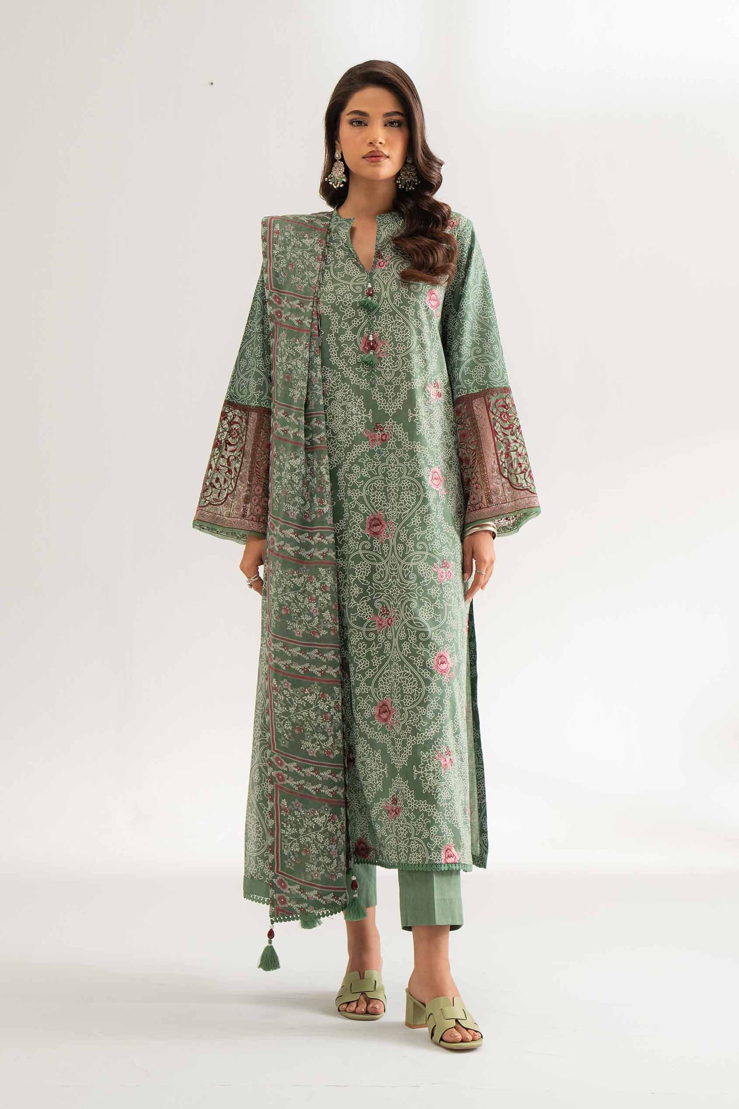 Nishat Linen 3 Piece -  Paste Printed Embroidered Suit - 42501815 Embroidered Eid Lawn Collection 2025