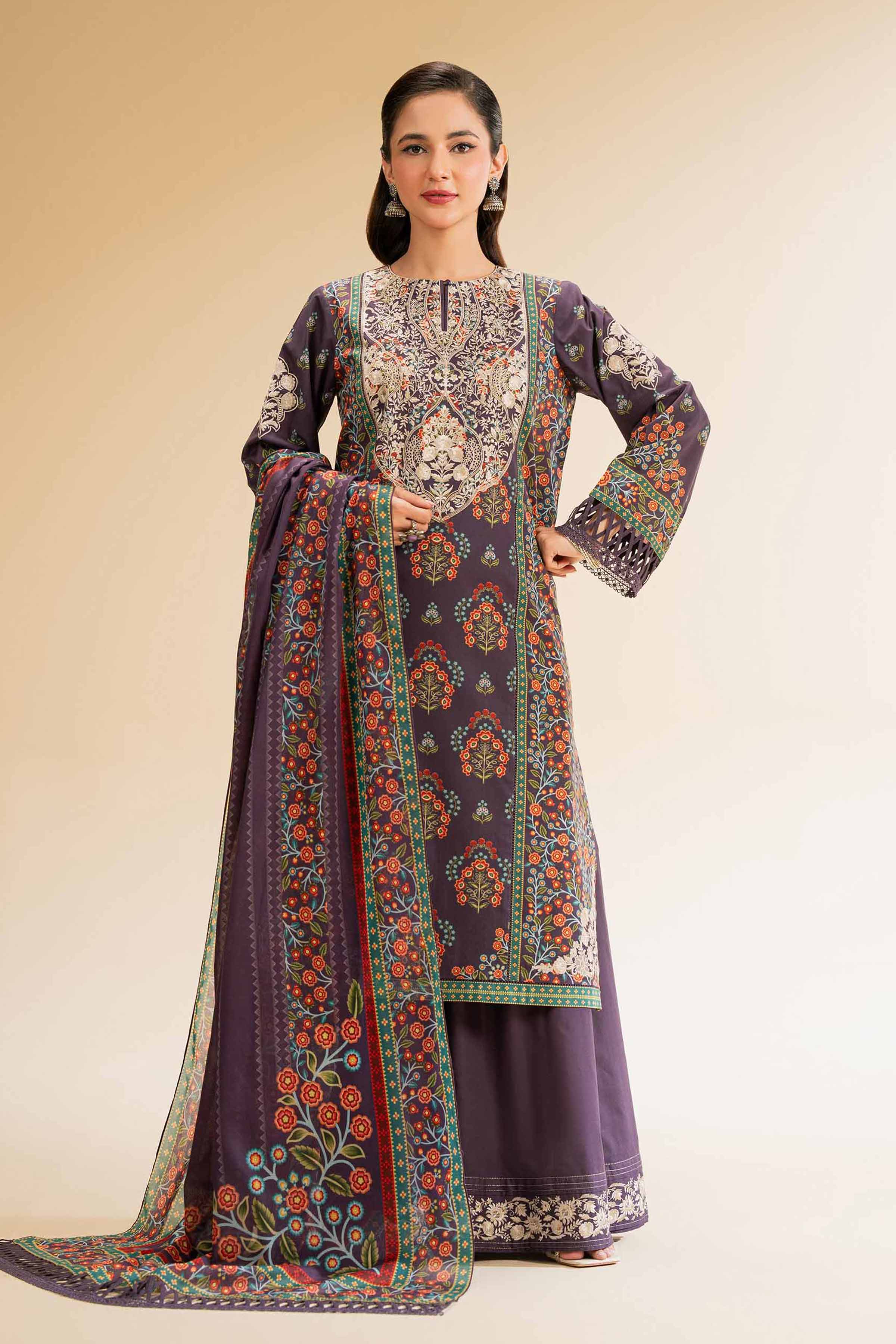 Nishat Linen 3 Piece - Printed Embroidered Suit - 42519172 Embroidered Eid Lawn Collection 0