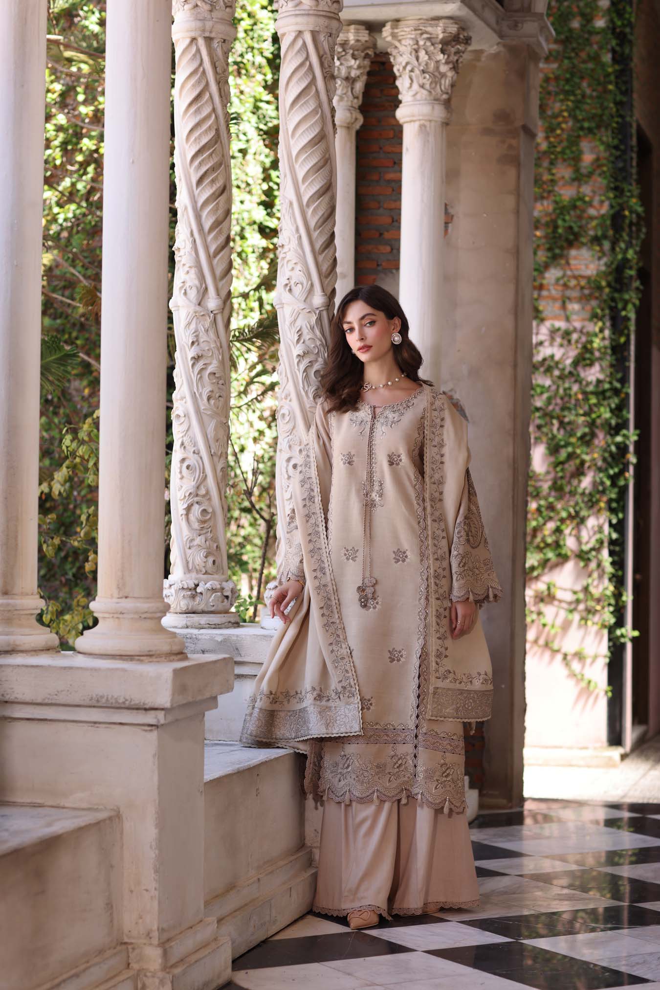 Saadia Asad Caramel Mist Noor Winter Pashmina Shawls 2025