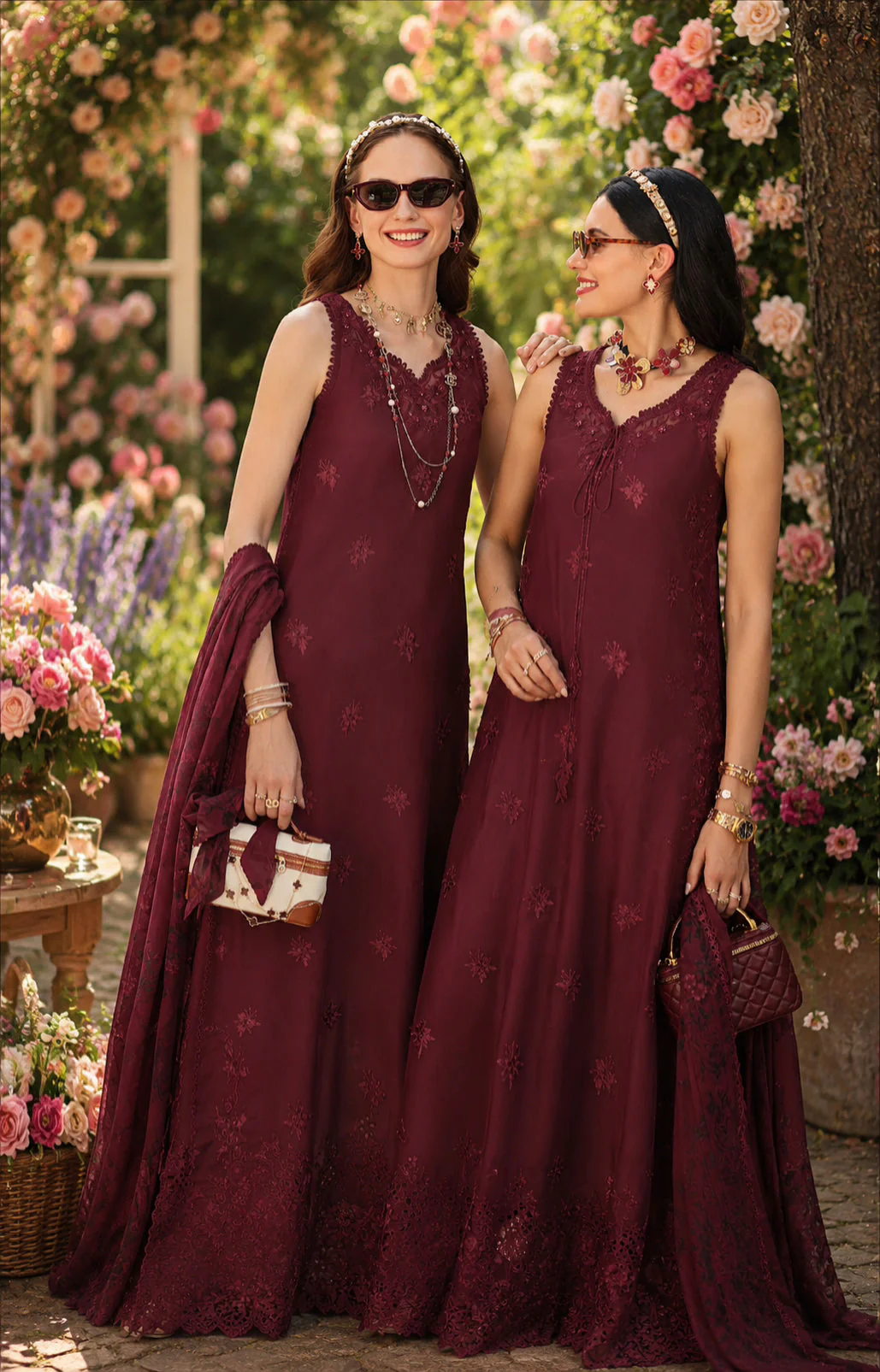 Saadia Asad D10 – Burgundy Noor Eid Luxury Printskhas 2026 - Image 2