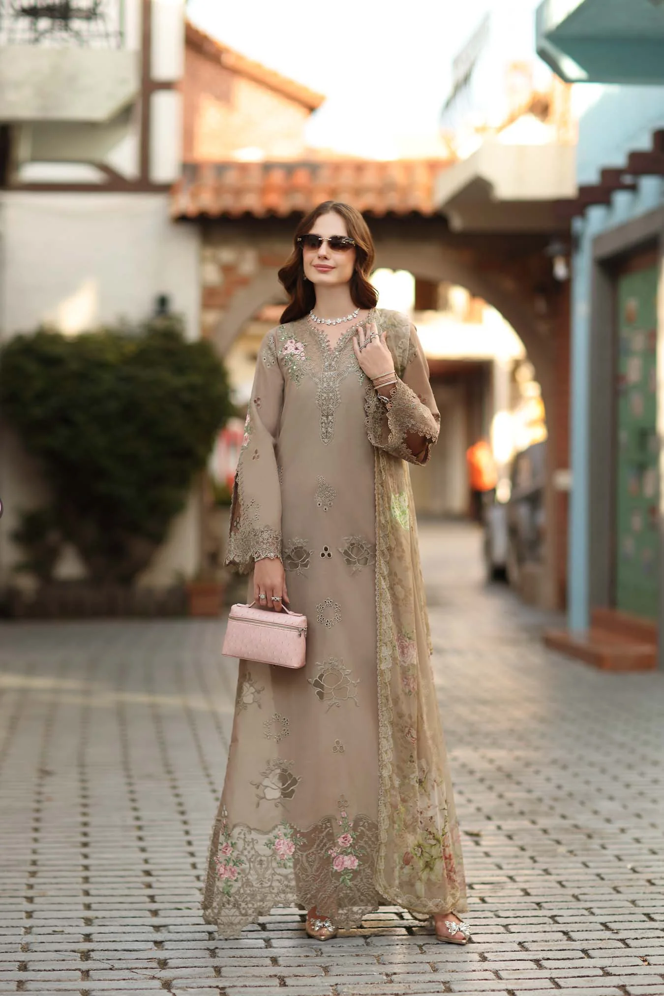 Saadia Asad D3 - B - Soft Mocha Noor Luxe Chikankari 2026