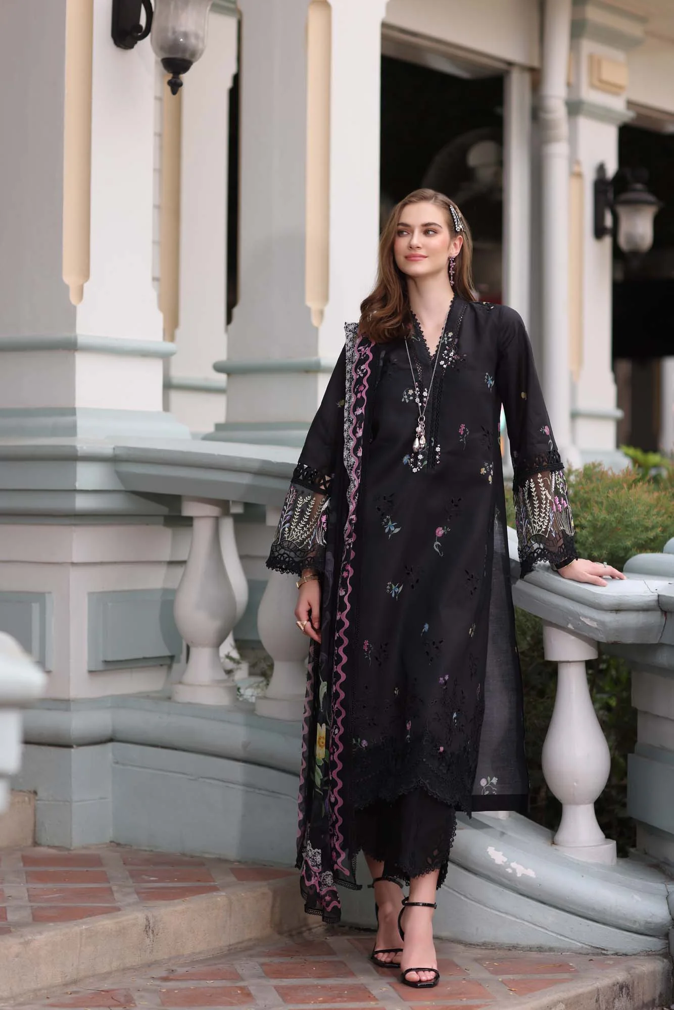 Saadia Asad D5- Black Noor Eid Luxe Chikankari 2025 - Image 2