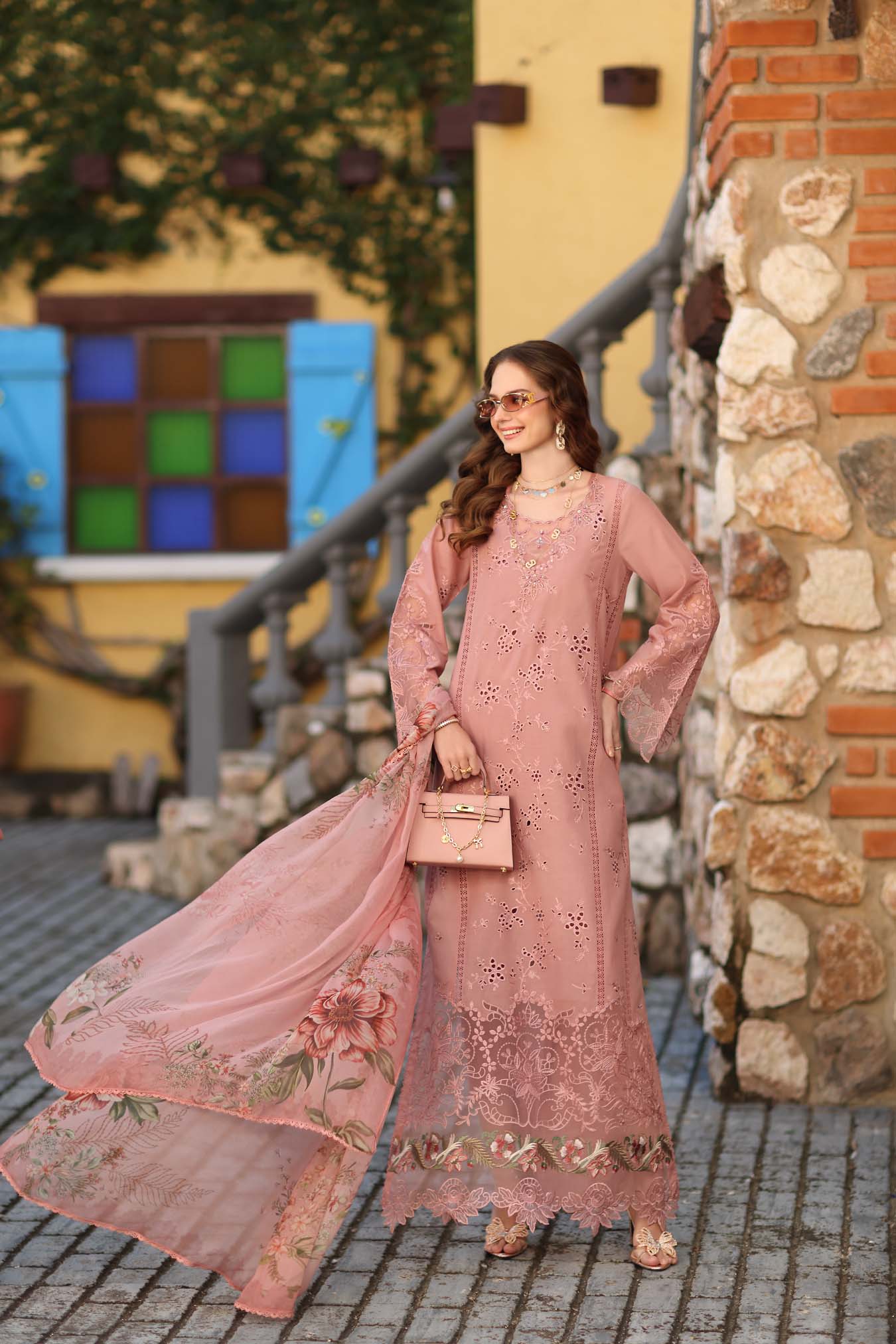 Saadia Asad D8 - B - Petal Pink Noor Luxe Chikankari 2026