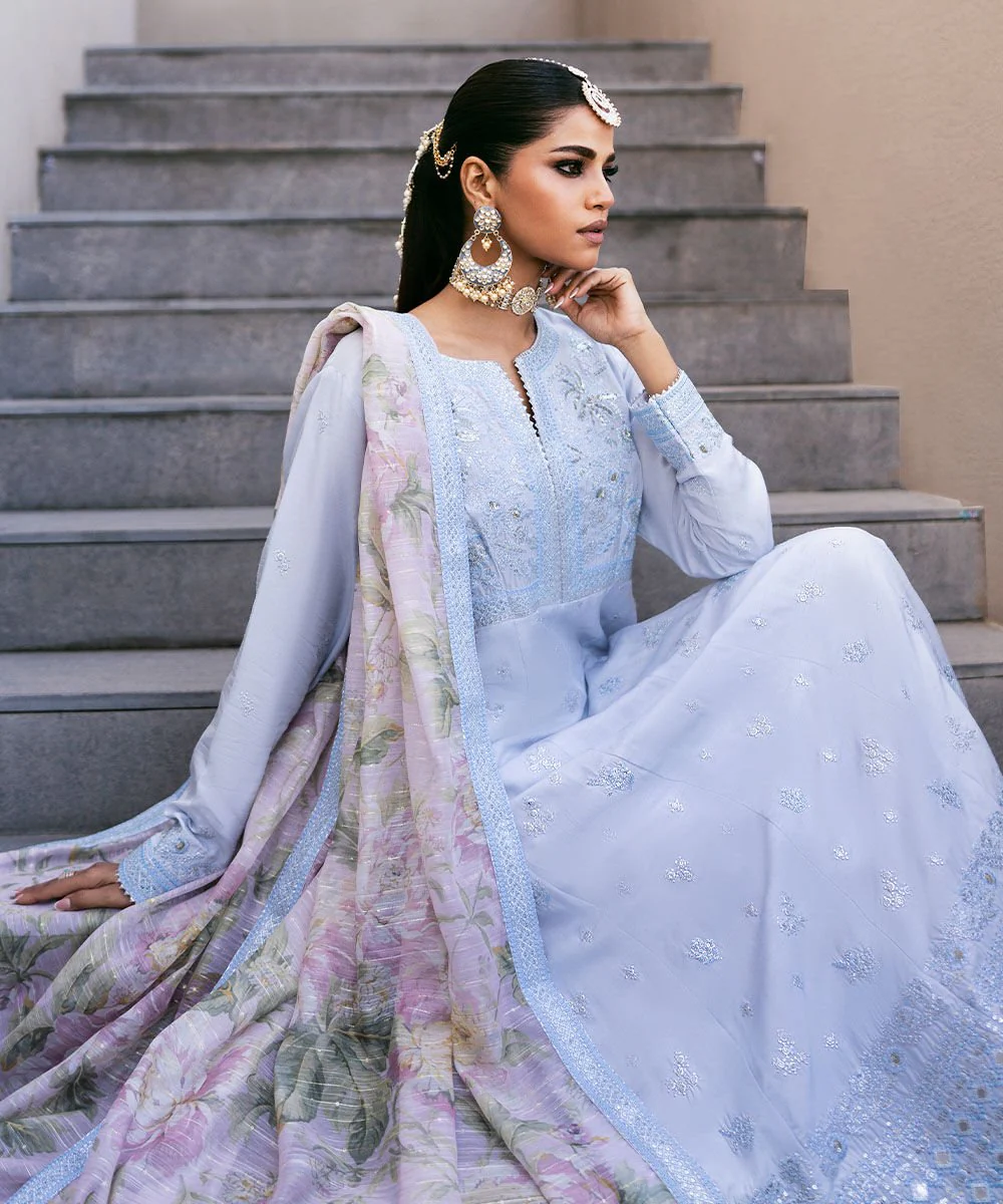 Sapphire 3 Piece - Embroidered Raw Silk Suit F3SFLX25V315 Eid 1 RTW 2025