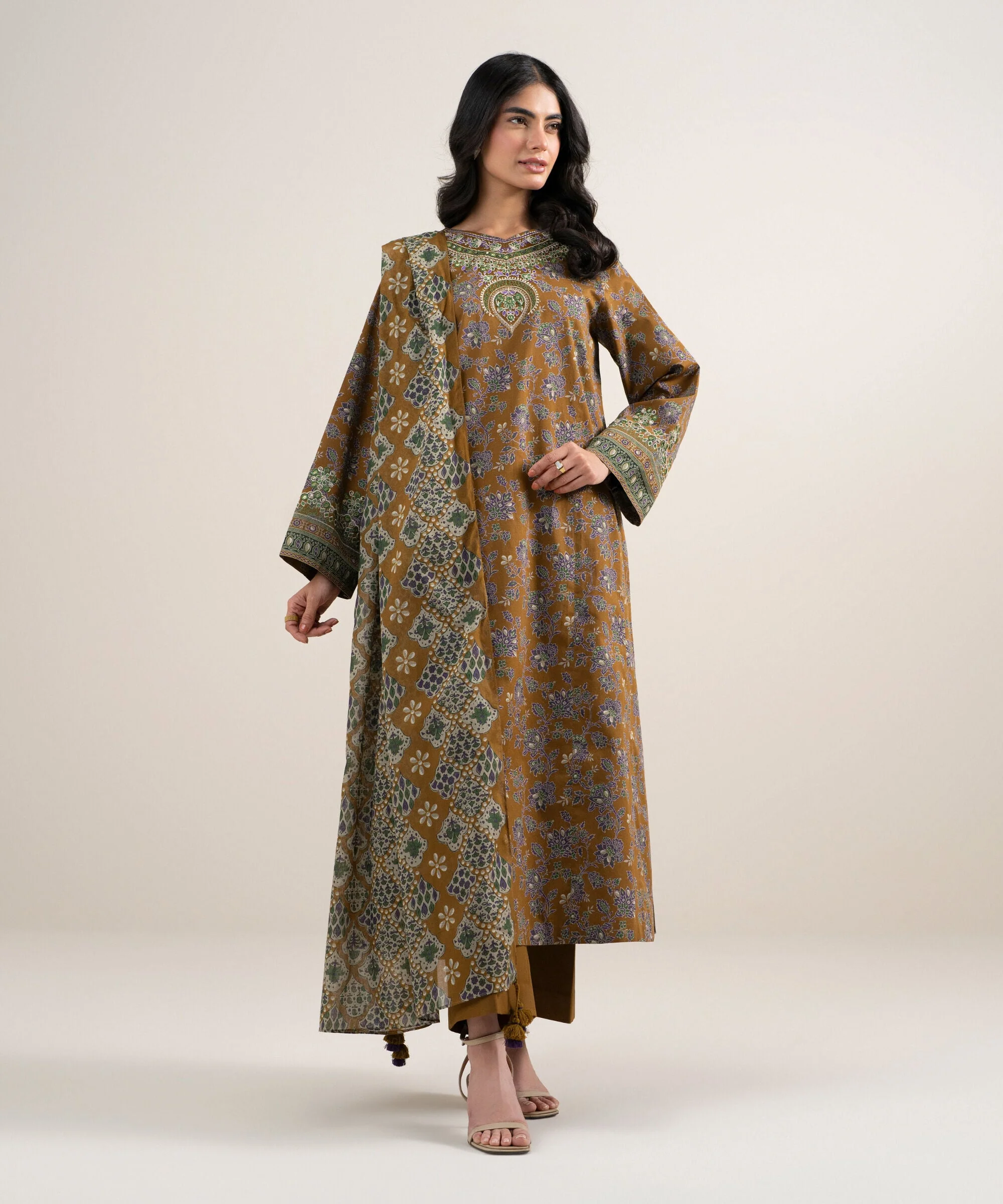 Sapphire DW7D9864A7 Mustard Brown Summer Lawn 2026