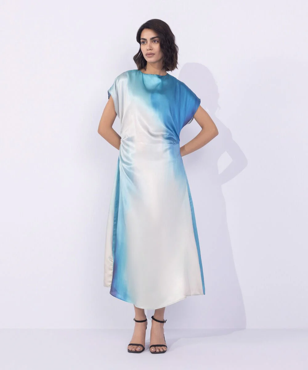 Sapphire Printed Midi Satin Dress WTOPS25V2010 West RTW 2025