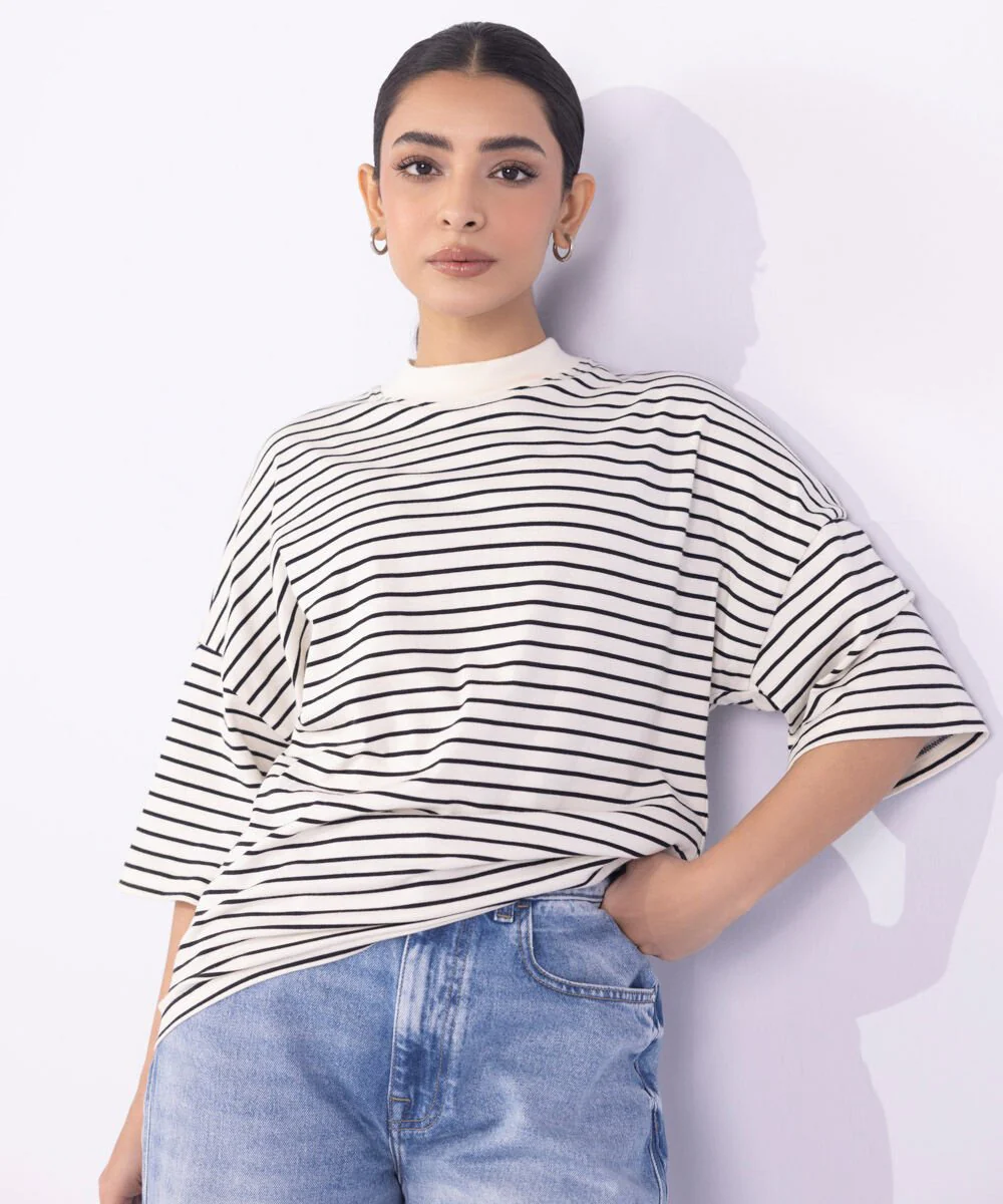 Sapphire Striped Oversized T-Shirt WTOPS25V2056 West RTW 2025