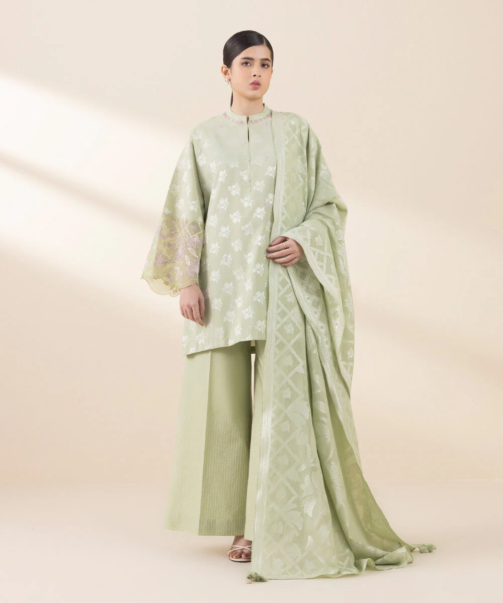 Sapphire U3PEJQ25V211 3 Piece Embroidered Jacquard Suit Jacquard Eid 1 2025 - Image 2