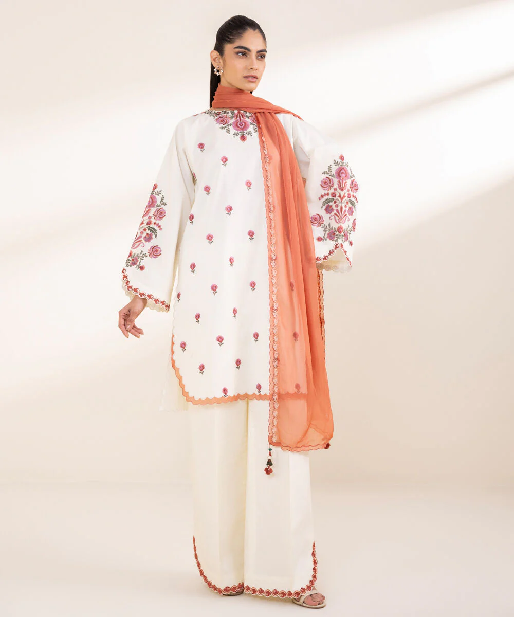 Sapphire U3PEST25V210 3 Piece Embroidered Crosshatch Suit Statement Eid 1 2025
