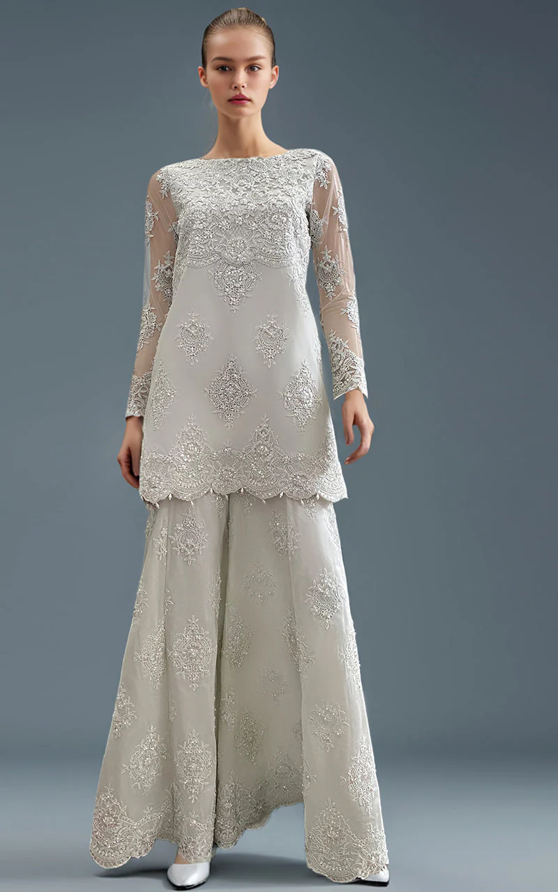 Thread & Motifz Net Embroidered Shirt With Embroidered Trouser 9225 Formal Pret 2024