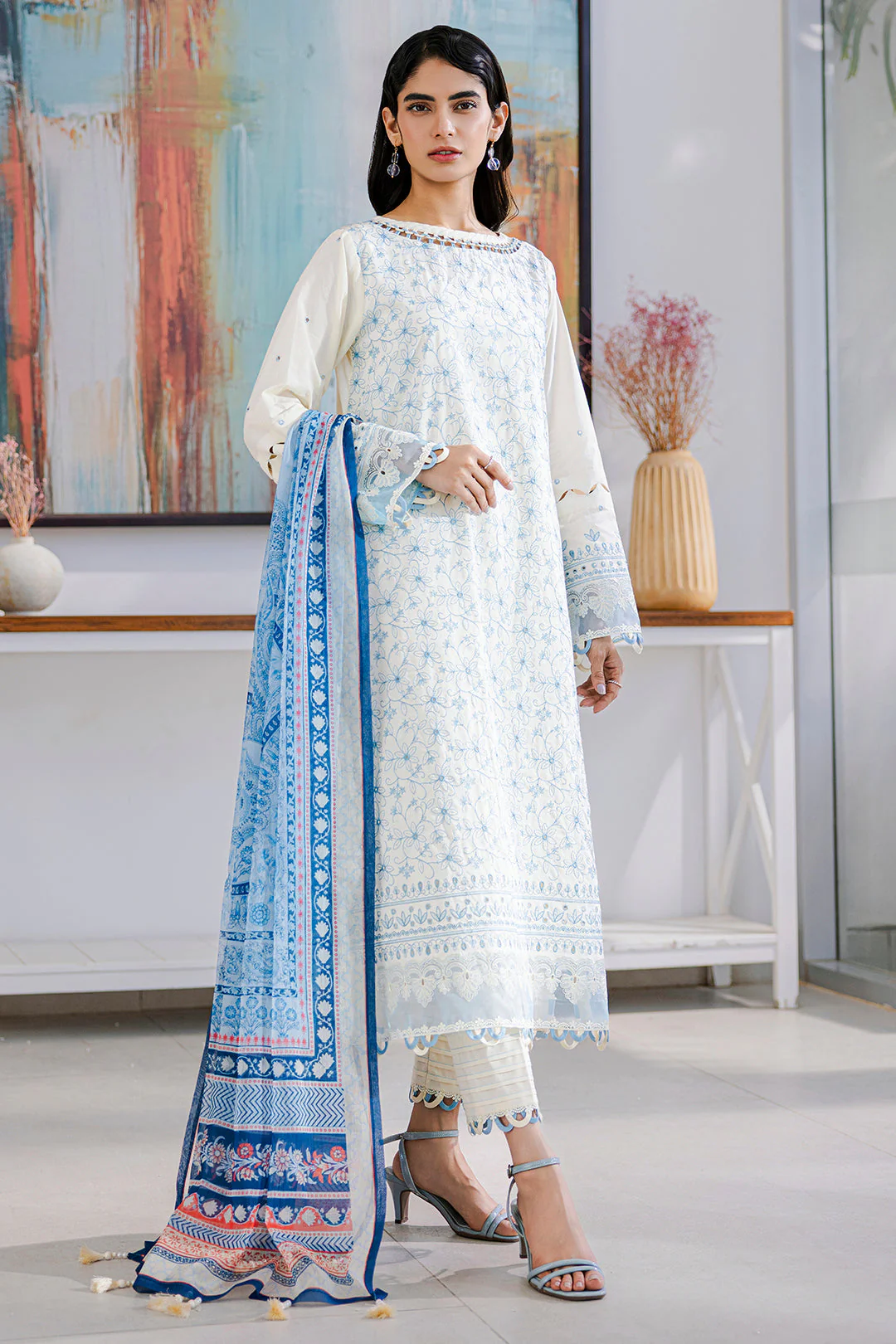 Zellburry Embroidered Shirt Shalwar Dupatta - 0805 Chikankari Edition 2025