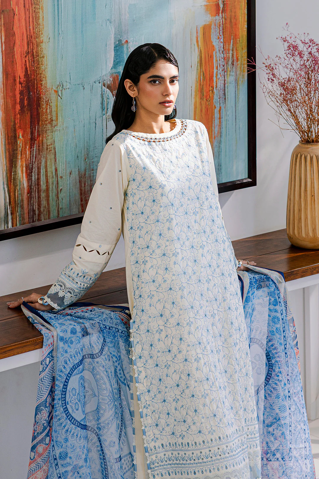 Zellburry Embroidered Shirt Shalwar Dupatta - 0805 Chikankari Edition 2025 - Image 2