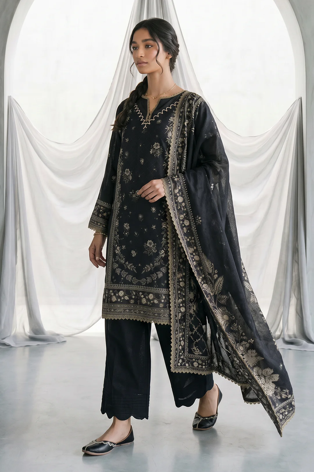 Zellbury Shirt Shalwar Dupatta WUS26X31158 Monochrome Collection 2026